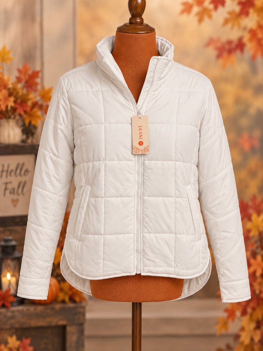 NWT LEANI White Lightweight Quilted Puffer Jacket Women’s Small